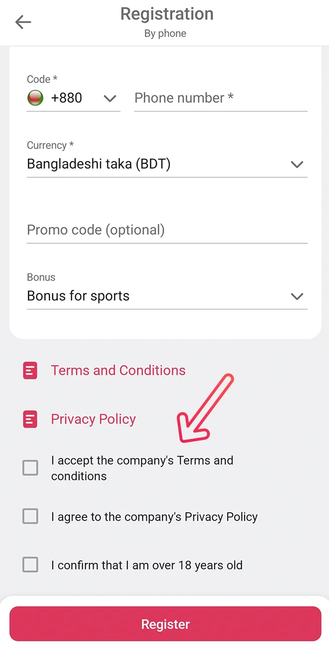 Accept Dbbet terms and confirm your age.