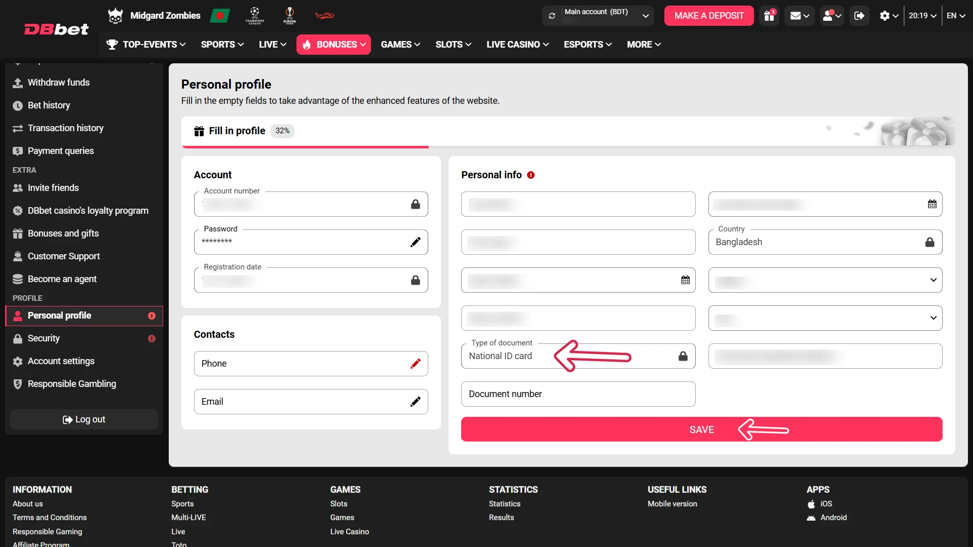 Complete the verification process for your Dbbet Dota 2 Betting profile.