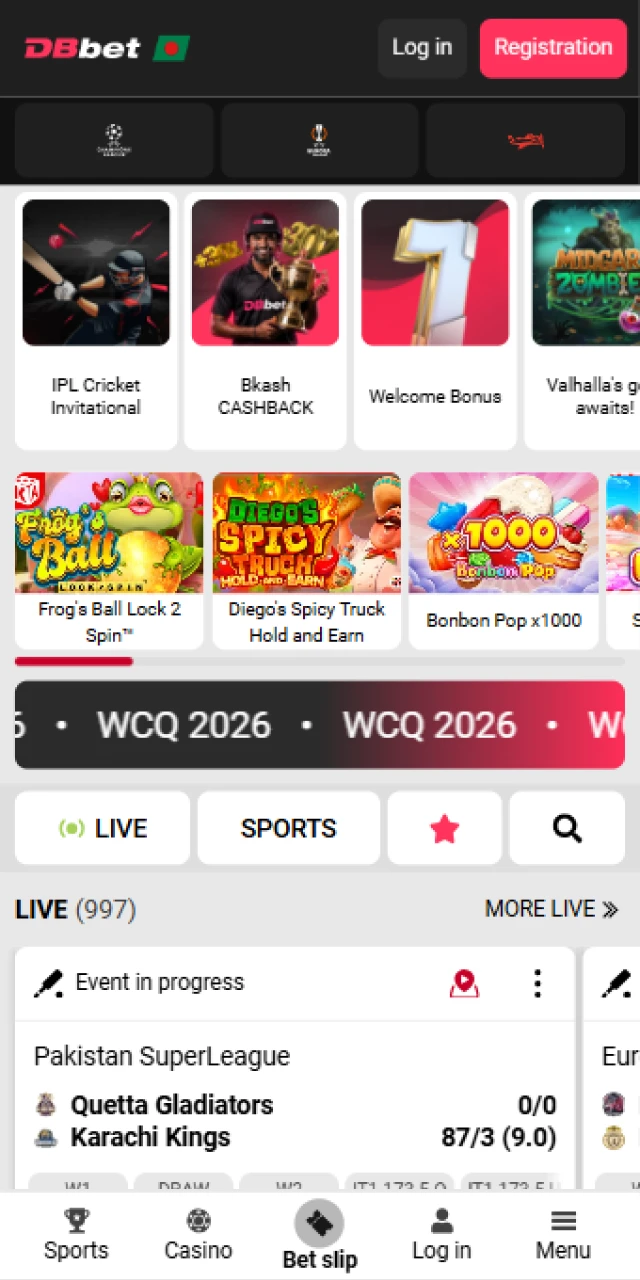Visit the mobile section to start your Dbbet E-Sports Betting.