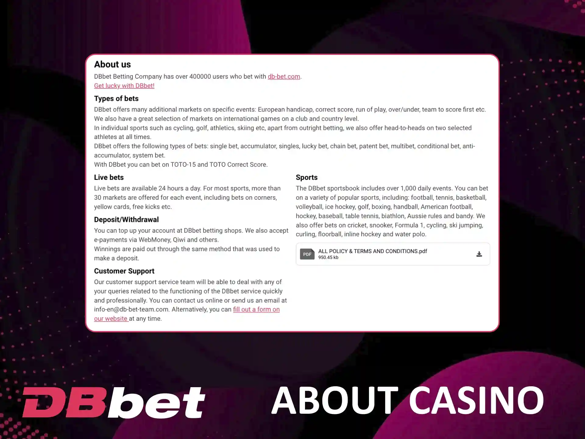Dbbet online casino ensures the safety of its players.