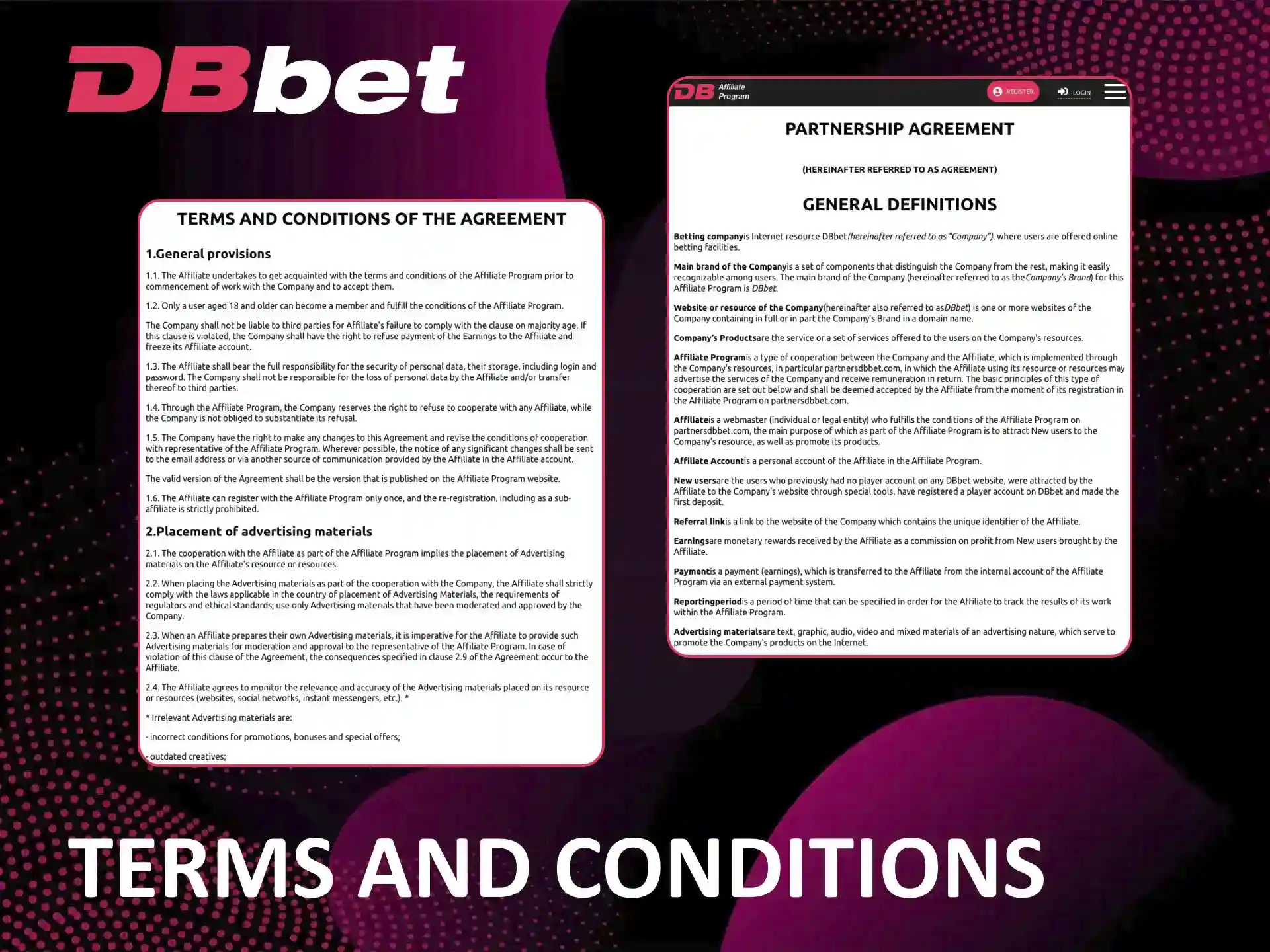 What conditions must be met to participate in the Dbbet online casino affiliate program.